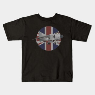 Sea Harrier Jet Fighter with UK Flag Kids T-Shirt